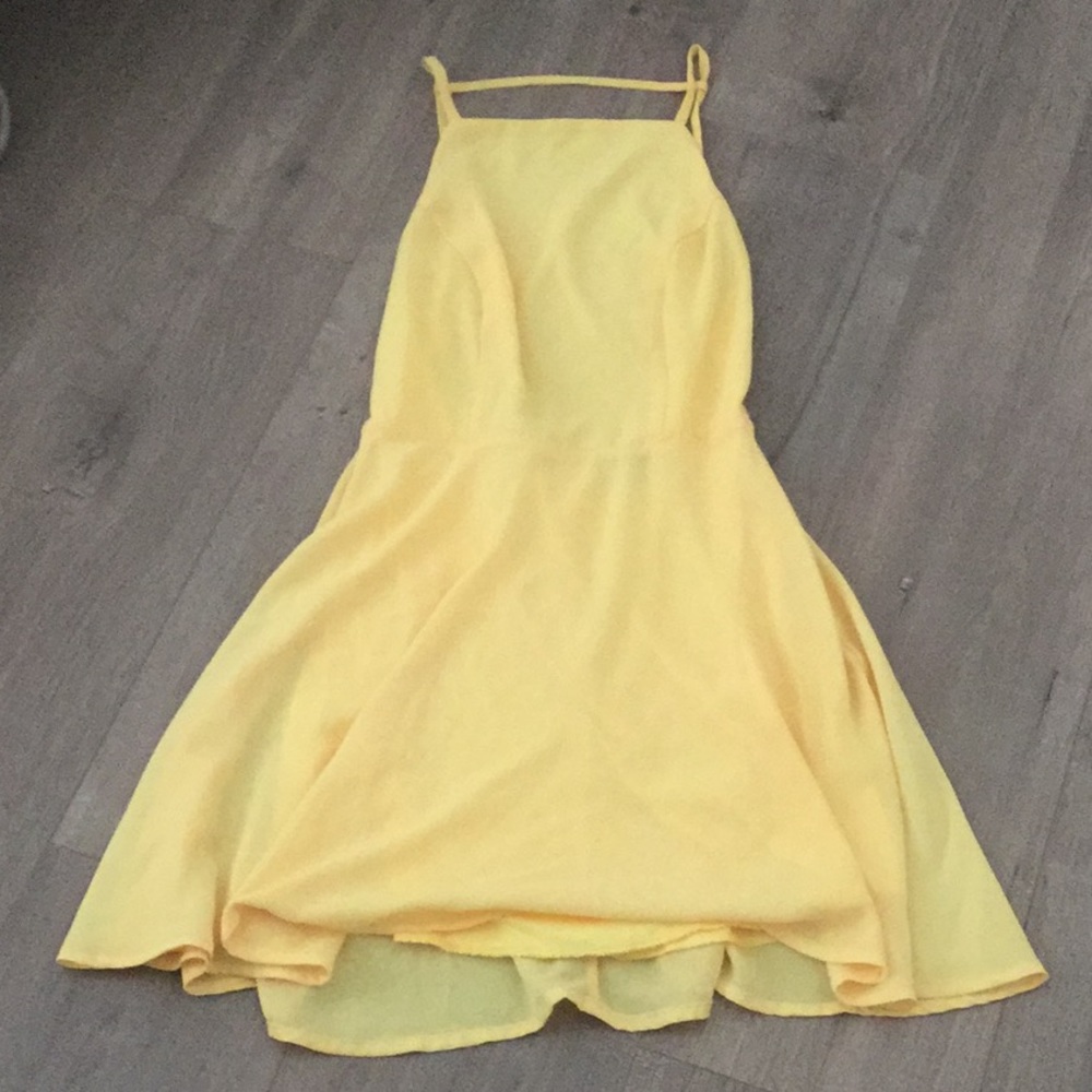 Beautiful yellow formal open back dress